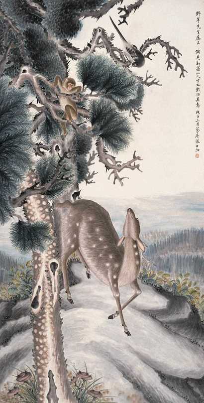 张大壮 祥禽瑞兽图 立轴